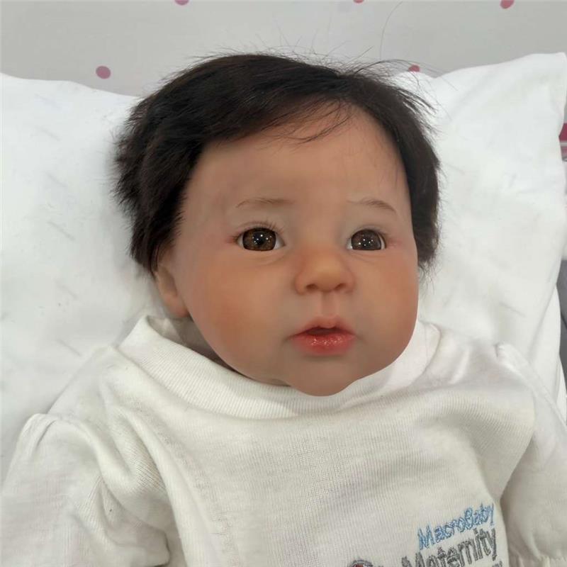 Reborn Baby Doll – White Vinyl & Brown Eyes, Raven